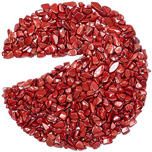 Red Jasper Tumbled Chips Stone Crushed Crystal Quartz Irregular Shaped Stones for Crafts,Vases Filler, Succulent Plants, Aquarium Gravel Rocks Plants Succulents Cactus 1 Pound (About 460 Gram)