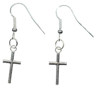 Miniblings Cross Earrings Silver - Handmade Fashion Jewelry I Silver Hanger Gothic Punk Crosses Crucifix Earring