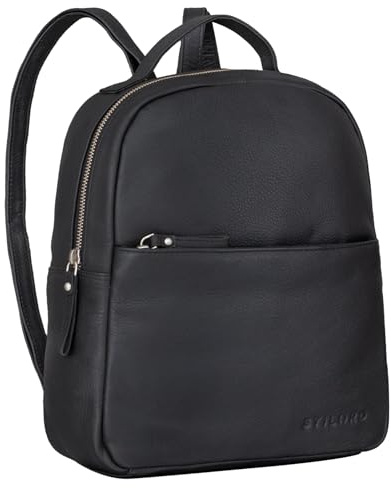 STILORD Kayla Sac à Dos Vintage en Cuir pour Femmes Petit Sac à Main Rétro Sacoche Bandoulière Dames Porte à l'épaule Backpack Daypack Cuir Véritable Couleur:Noir