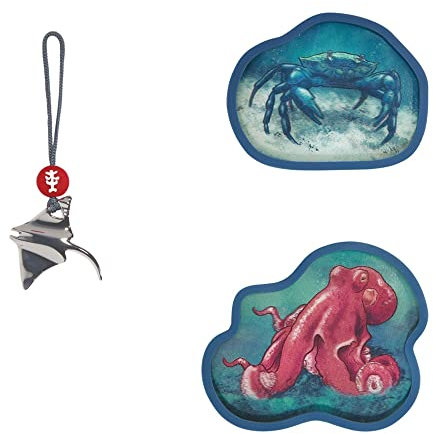 Step by Step Magic MAGS Move Red Octopus Pius, blau-rot, 3-teilig, austausch- & wechselbare Motive, 2 Magnet-Applikationen und 1 Anhänger, für Schulranzen oder Rucksack, 1. bis 4. Klasse