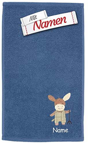 Sterntaler Kinderhandtuch Esel Emmilius, mit Namen Bestickt, Geschenk zur Geburt, Taufe, Weihnachten, Ostern, Geburtstag, Jungen, Blau