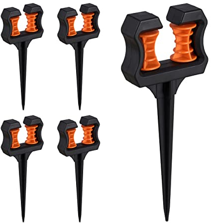 Relaxdays Support pour Le Tuyau d’arrosage, en Lot de 5, Forme Pointue, H x L x P : 26 x 10 x 3 cm, Jardin, Noir