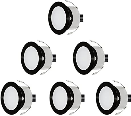 CHNXU 6er Set LED Einbaustrahler Bodeneinbaustrahler Warmweiß 12V Ø30mm 0,6W 9LM Terrassenbeleuchtung Außen IP67 Wasserdichte LED Treppen Beleuchtung für Garten Holzbrücke Pool Holzdeck, Schwarz
