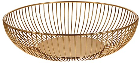 Homoyoyo Panier à Fruits Cuisine et Rangement Multi-usages en Métal Doré Moderne et Unique Corbeille Ronde pour Comptoir et Décoration Maison
