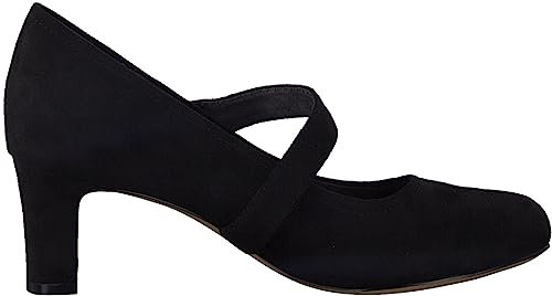 Jana Dam Softline 8-22473-41 bekväm multibredd bekväm sko justerbar rem klassiska enkla pumps, svart, 39 EU Weit