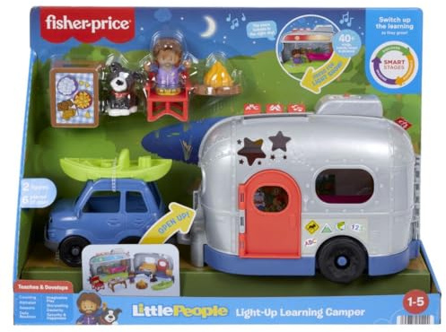 Fisher-Price - Little People Camping Abenteuer - 2-in-1-Fahrzeug und Spielset mit Lichtern und Liedern für Kinder ab 1 Jahr, HJN42