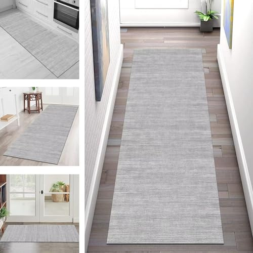 Teppich Läufer Flur Küche rutschfest waschbar Teppichläufer Lang 40X100CM Grau Küchenläufer Flurteppich Meterware Korridor Tepiche Esszimmer Schlafzimmer Wohnzimmer Schmutzfangmatte Breit 40-120cm