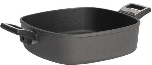 SKK großer viereckiger Aluguss Bräter 26x26 cm - induktionsgeeignet - quadratische Antihaft beschichtete Bratkasserolle - Made in Germany