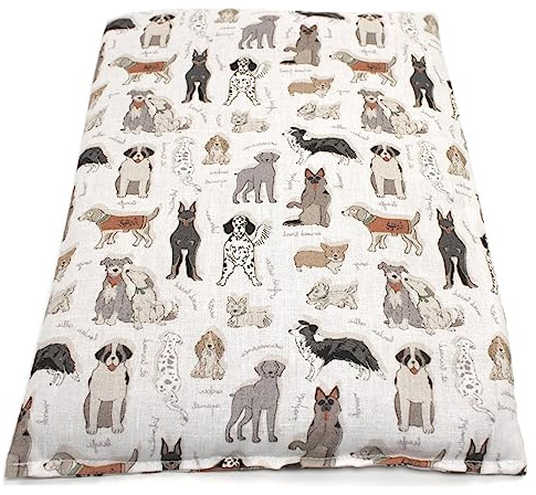 Coussin aux graines de groseilles - 30x20cm - chiens vintage coton bio - Coussin thermique - Coussin chauffant