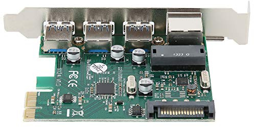 Bewinner Carte D'extension USB 3.0, Carte de Montage D'adaptateur avec 3 Ports Haute Vitesse Port USB3.0 et 1 Port RJ45 LAN Ethernet Support Réseau en Ligne et Réveil à Distance PCI Express