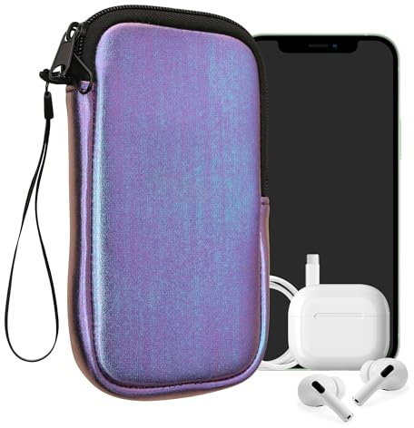 kwmobile Handytasche für Smartphones L - 6,5 - Neopren Handy Hülle Metallic Lavendel - Handy Tasche 16,5 x 8,9 cm Innenmaße