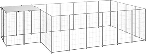 GuyAna Hundezwinger Silbern 8,47 m² Stahl Puppy Supplies Hunde Gitter HundekäFig FüR Zuhause
