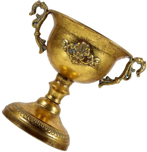 Cabilock Iron Vase Not Easy to Deform European Style Retro Decorative Flowerpot Made of Sturdy Iron Vintage Golden Flower Arrangement Container for Home and Office Use