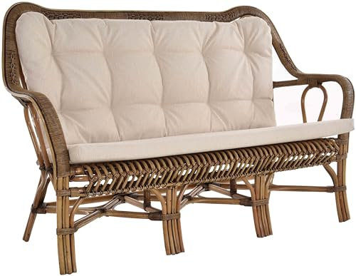 Krines Home Rattan Dreisitzer Bank Harrison Küchenbank Wintergarten Sofa Bank Wintergartenbank (Vintage Braun, Dreisitzer)