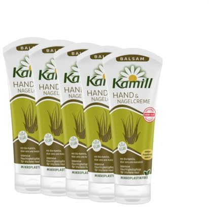 Kamill BALSAM - Lote de 5 cremas para manos y uñas (5 x 100 ml) – Ofrece un cuidado intensivo, hidratación y protección con aceite de aguacate y aloe vera para manos secas y estresadas, sin