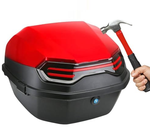 PQPQLI Topcase Motorradkoffer Wasserdicht Motorrad Heckbox Gepäck, Motorradkoffer - Passend Für 2 Helme, Robust Und Langlebig, Kollisionsfest, Nicht Leicht Zu Brechen(Color:Red)