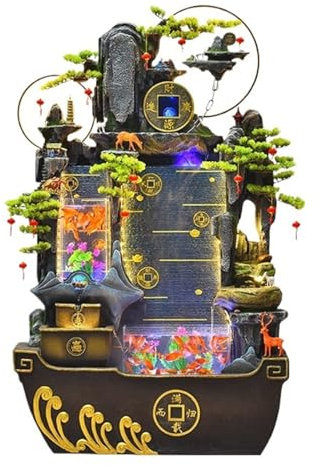 luckxuan Garten Brunnen Bodenstehender Brunnen for Wohnzimmer mit Fischteich, Büro-Lobby-Dekor mit Steingarten-Wasserfallbrunnen, for eine ruhige Wohnumgebung Garten Brunnen Outdoor (Size : Medium-A)