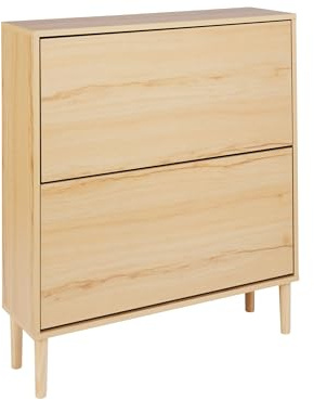 Beliani Armario Zapatero 2 Compartimentos Tablero de partículas Patas de Madera de Caucho Madera Clara Norris