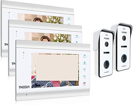 QZCX Wireless Video Doorbell, 7 Inch HD1080P Video Door Phone Intercom System With High Definition Wired Doorbell Camera Support Unlock(3M2D)