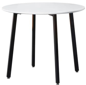 GOLDFAN Round Dining Table White 90 cm Kitchen Table for 2-4 People, Perfect for Home, Dining Room, Office, Coffee Shop