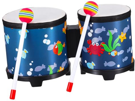 OFFSCH Holz Handtrommel Mit Unterwasserwelt Motiv Leichte Handtrommel Für Musikalische Früherziehung Robustes Schlaginstrument Für Kinder Und Erwachsene