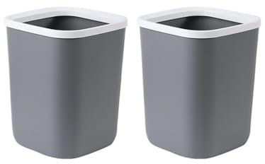 Corbeille à Papier Poubelle, plastique, carrée sans couvercle avec anneau de pression for la maison, la cuisine, le bureau, corbeille à papier, grande/petite, noir/gris/rose, lot de deux Poubelle De B