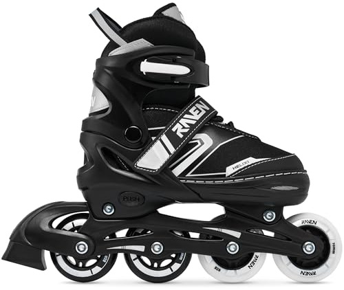 RAVEN Pattini in linea Inline Skates per bambini e adulti regolabili (Helixi Black/Grey, 34-37 (21cm-23,5cm))