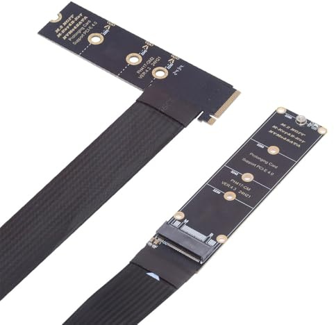 NFHK NGFF M-Key NVME Stecker auf Buchse, Verlängerungs-PCI-Express-Kabel, 30 cm, rechtwinklig, Typ 90 Grad, PCI-E 4.0 für Mainboard SSD 2230/2242/2260/2280