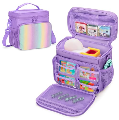 LoDrid Aufbewahrungstasche kompatibel mit Little Tikes Story Dream Machine Books Starter Set, Tragetasche mit Griff und Schultergurt für Storybook, Charakter, Lila, Nur Tasche