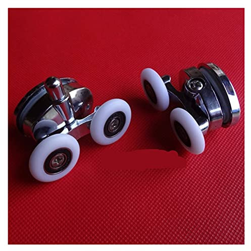 SAJMAKUWLA Shower Door Rollers， Ruote for Porta Doccia 1 Paio di pulegge for Doccia Ruote circolari for Gancio for Porta Scorrevole Doppia puleggia Distanza Fori 26 mm Jingxin(Diameter27mm)