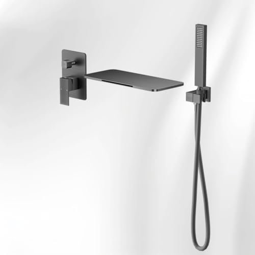 Miscelatore Doccia a Cascata Grigio Rubinetto Vasca da Bagno con Doccetta Miscelatore Monocomando ad Incasso per Vasca O Doccia con Deviatore