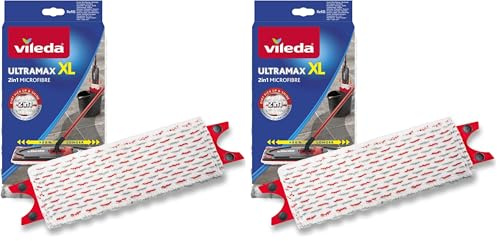 Vileda Ultramax XL Bodenwischer Ersatzbezug, extrabreiter Wischmopp Bezug Ultramat_Ultramax aus Mikrofasern, für alle Hartböden, Waschmaschinen geeignet, 2er Pack