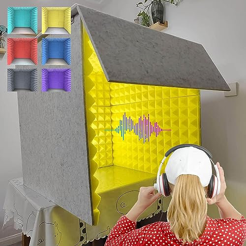 JYHHGDS Sound Proof Box Portable Sound Recording Vocal Booth Box, Microphone Isolation Booth Box, Isolation Shield, Home Studio Booth, Vocal Absorbing Shield (Purple)
