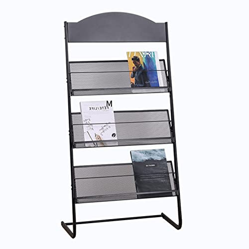 Zeitschriftensammler fürs Wohnzimmer, schwarzer Zeitschriftenständer mit 3 Ebenen, Abnehmbarer Prospekt-/Broschürenständer, Messeliteratur-Organizer (Stil 1)