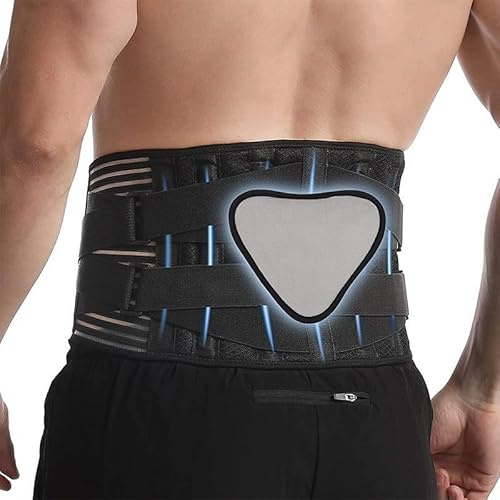 SJTJSPX Unisex Cinturón Lumbar con Soportes Cojín, Cinturón Soporte Lumbar Protección Talla, Mantener Lumbares Espalda 6 Muelles y Correa Ajustable, Cinturones Dorsal Alivia el Dolor