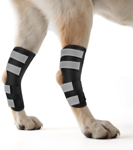 OHCOZZY Hinterbeinbandage für Hunde 2 Einheiten mit reflektierenden Riemen, leckschutz Hund hinterbein, Hundebandagen für Wickel Wunde Verletzung und Verstauchung Heilung,S