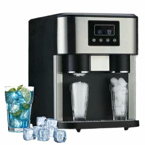 Electric Ice Crusher Machine, Makes 16 Ice Cubes in 9 Minutes, Produces 15 KG in 24 Hours, Ideal for Iced Tea, Coffee, Home, Kitchen, Office and Bar