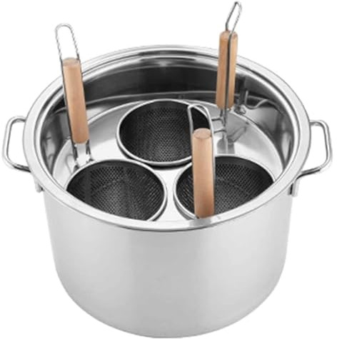 Cuocipasta, set di inserti per cuocipasta in acciaio inox, scolapasta con cestello, scolapasta multifunzionale, bollitore per pasta per cucina di casa, ristorante, 3 fori