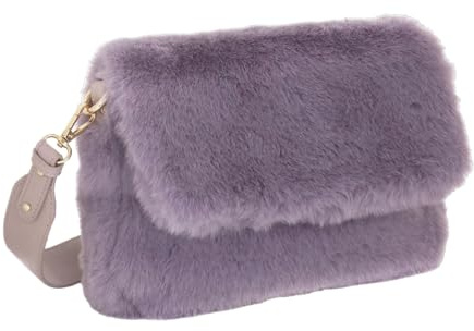 Camomilla Milano Borsa a Spalla Donna, con Patta, Pelliccia Sintetica, Misura M, Colore Lilla