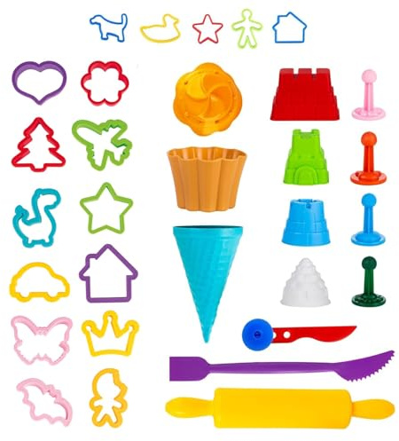 Genio Kids Formine per Dido Set di 32 Pezzi Accessori per Pasta Modellabile - Forme per Plastilina per Bambini 3 Anni+ Attrezzi per Plastelina Regalo Сreativo per Ragazzi e Ragazze