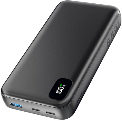 Batterie Externe 65W pour Ordinateur Portable, 20000mAh Power Bank, Chargeur Portable USB C *2 + USB A, Powerbank Voyage Compatible avec MacBook Phone 17 16 15 14 13 Galaxy
