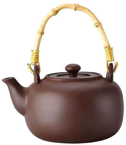 Tetera japonesa de arcilla de arena morada de 800ml/28oz, tetera de Kungfu con mango de madera para estufa.