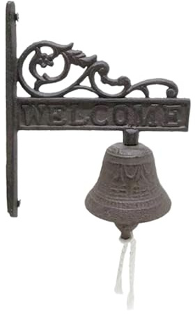 Campana de hierro fundido para exteriores, pared antigua, campanas de montaje, agitación manual, estilo vintage rústico, campana decorativa de hierro fundido, para puerta delantera, hogar, jardín