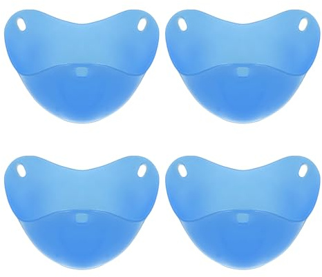 sourcing map Paquete de 4 escalfadores de huevos, tazas escalfadoras de huevos de silicona antiadherentes, vasos escalfados, utensilios de cocina para desayuno, para microondas, freidora de aire