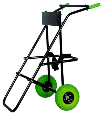 wellenshop Außenborder-Transportwagen bis 60 kg mit PU-Pannenschutzrädern Transportwagen bis 60 kg, Stahlrohrrahmen mit Holzplatte PU-Pannenschutzräder Außenborder große Räder Boot