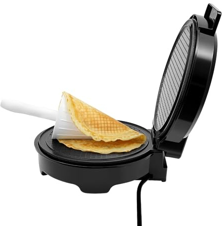 LKHDONG Waffeleisen 1200W Eiswaffeleisen mit Kegel Hörncheneisen, Eiswaffeln Waffelautomat Hörnchenautomat Einstellbarer Thermostat 150-200℃