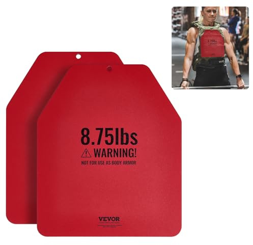 VEVOR Viktplattor för viktvästar 8 kg set (2 x 4 kg), platta viktvästplattor för WOD & funktionell träning, ergonomisk extra vikt för styrketräning, löpning och fitness, röd