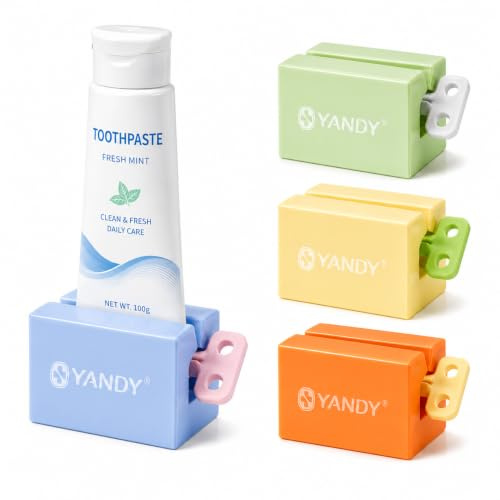 YANDY Toothpaste Squeezer, 4 Pack, Plastic Tube Squeezer, Multifunctional | Manual rollers toothpaste dispenser, Rolling Tube Key, suitable for facial cleanser, hand cream, ketchup, and hair dye tubes