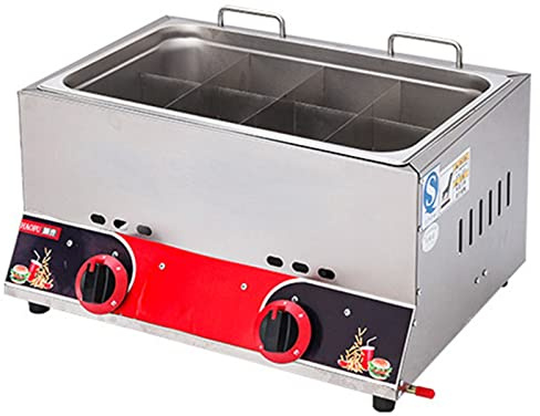 IUokLU Gasfritös kommersiell gasfritös i rostfritt stål professionell bänkfritös 6 L x 2 för pommes frites restaurang hem kök, B (C)