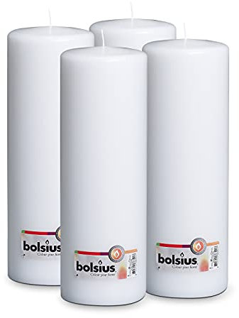 Bolsius - Glatte Stumpenkerzen -Weiß - 30 x 10 cm - Länge Brenndauer 175 Stunden - Unparfümierte